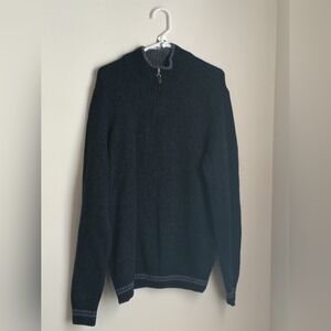 Daniele Blasi Sweater Men  Large Blue and Gray Quarter Zip Pullover Wool Blend